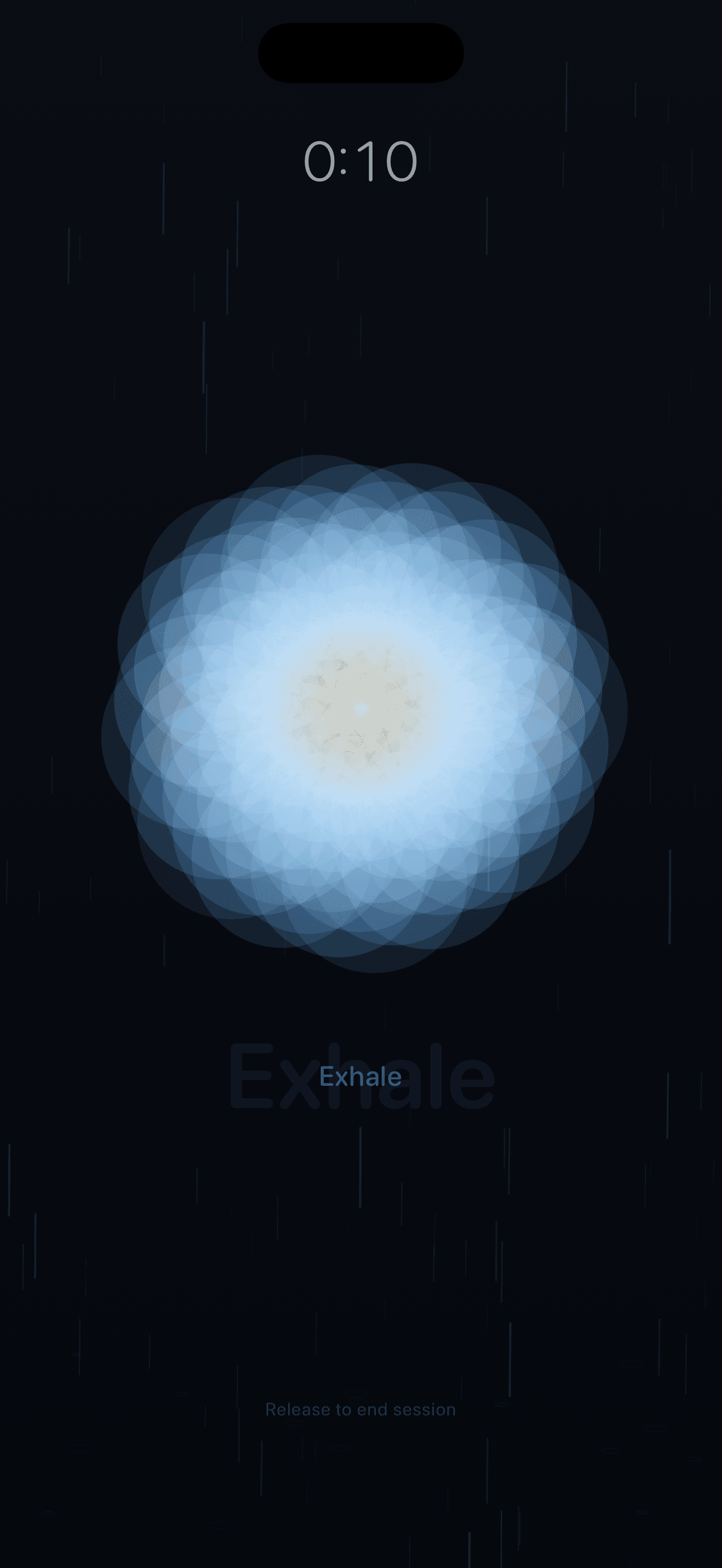 Chillaxly exhale phase with the Rainfall theme and rain streaks